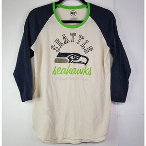 47 Seattle Seahawks Kids Long Sleeve Tee - Cream and Navy